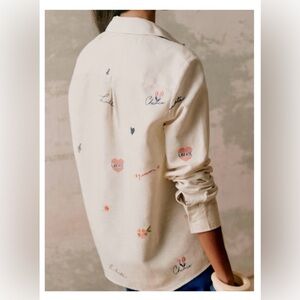 Sezane Tomboy Embroidered Words Sz 6 (38) no flaws!